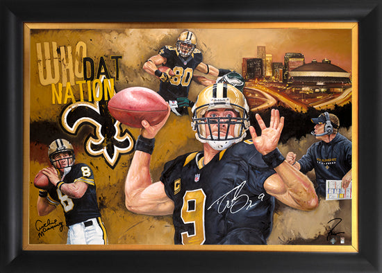 new orleans saints, "boys of the bayou" 36x54 orig, multi-auto brees, manning