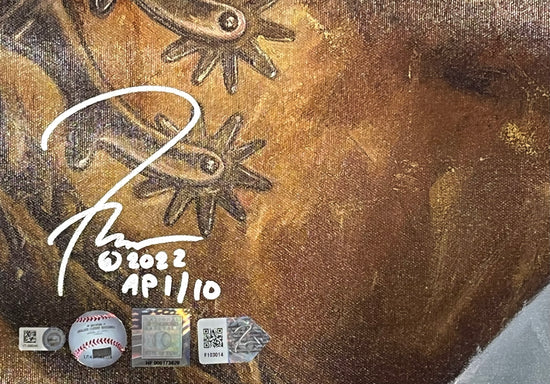nolan ryan, "high heat" 24x36 auto aroc w/ '7 no hitters', artist proof, l.e. 10