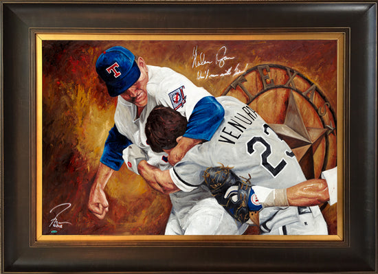 Nolan Ryan Autographed 8x10 Photo Texas Rangers Fight vs. Robin