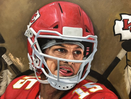 patrick mahomes, "commander in chief" 30x45 orig, auto mahomes