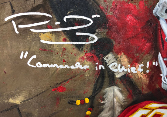 patrick mahomes, "commander in chief" 30x45 orig, auto mahomes