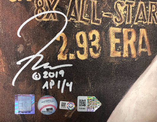 pedro martinez, "who's your daddy" 24x36 auto aroc w/ "hof 2015 & who's your daddy" ins, artist proof, l.e. 4