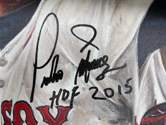 pedro martinez, "who's your daddy" 24x36 auto aroc w/ "hof 15" ins, auto martinez, l.e. 45