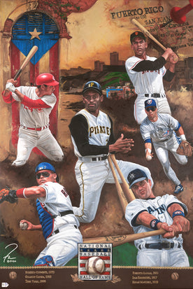 puerto rico hall of famers, "hall of enchantment" 30x45 auto artist proof, l.e. 6