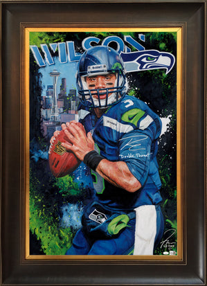 russell wilson, "double threat" 24x36 auto ap, l.e. 7