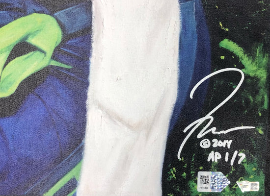 russell wilson, "double threat" 24x36 auto ap, l.e. 7