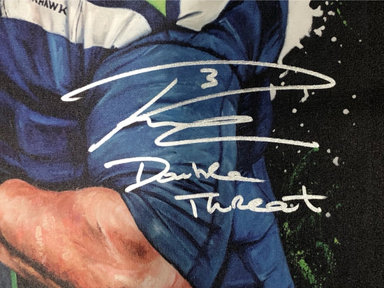 russell wilson, "double threat" 24x36 auto ap, l.e. 7