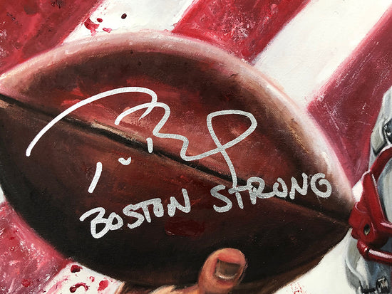 tom brady, "the incumbent" 30x45 orig w/'boston strong' ins, auto brady