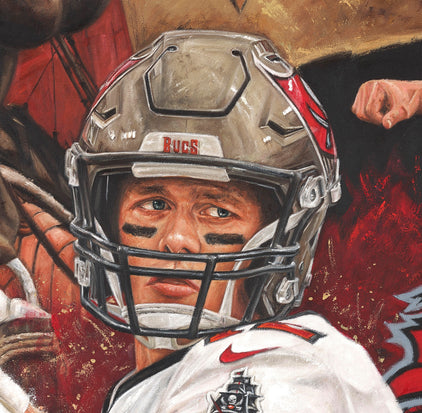 tom brady, "not done yet" 30x45 orig, auto brady