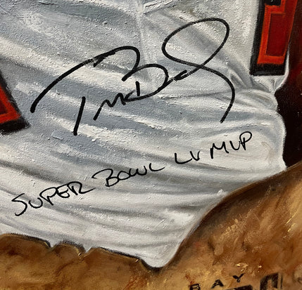 tom brady, "not done yet" 30x45 orig, auto brady