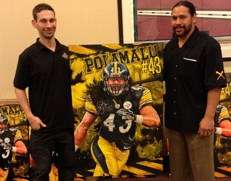 troy polamalu, "troy soldier" 24x36 auto aroc, l.e. 43
