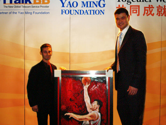 yao ming, "graceful touch" 30x45 orig, auto ming