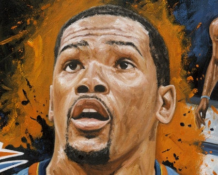 kevin durant, "sharp shooter" 30x45 orig, auto durant