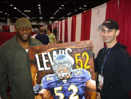 ray lewis, "mayhem in the middle" 24x36 auto aroc, l.e. 24