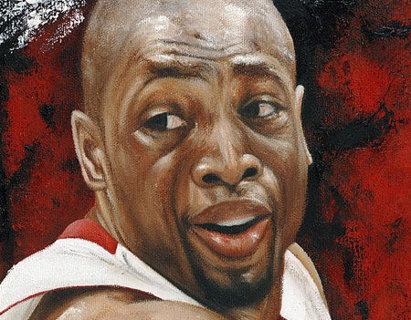 dwyane wade, "relentless" 24x36 auto aroc, l.e. 13