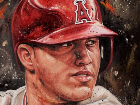 mike trout, "catch of the day" 24x36 auto aroc, artist proof, l.e. 8
